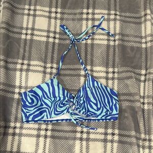 Blue Zebra Print Bikini Top